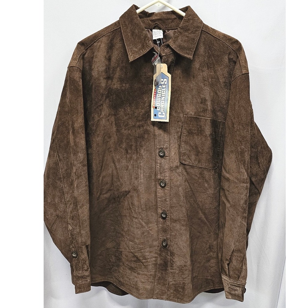 Marlboro Cowboy Chronicles Brown Suede Leather Shirt Jacket Vintage 2001 Mens M